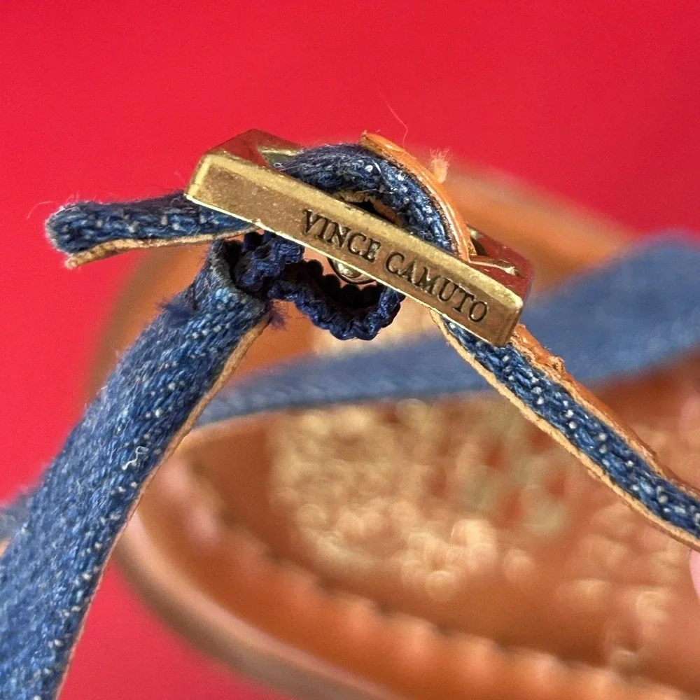 Vince Camuto Women's Denim Espadrille Wedge Sandals Studded Platform Poula 7.5 - Picture 9 of 12